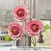 Buquê Artificial Falso de Peônia de 3 Camadas Flor de Seda Flor Artificial de Plástico Decoração de Sala de Estar Arte Floral de Casamento Produto Acabado