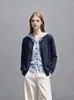 Cardigan Tricot com Capuz Color Block Estiloso Redutor de Idade Novo Top Suéter Casaco de Malha de Alto Padrão Falso Duas Peças 25801