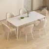 Mesa de jantar em pedra pura branca estilo creme mesa e cadeira para apartamento pequeno combinação de mesa e cadeira para loja de chá com leite mesa e cadeira luxo leve simplicidade moderna