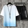 Traje transfronterizo 2022 traje deportivo casual para hombre traje corto degradado traje de dos piezas con shorts de manga corta para hombre moda masculina