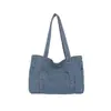 Bolsa tote de brim de grande capacidade estilo japonês e coreano para mulheres, casual e versátil para ir ao trabalho, escola e uso diário