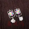 Pendientes Vintage Bordados Hechos a Mano de Estilo Étnico de Moda con Borlas Pequeñas, Joyería de Plata Miao de Yunnan, Color Blanco, Tamaño 41