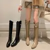 Botas de Caballero con Candado de Piel de Vaca de Primera Capa para Mujer Estilo Nuevo Otoño e Invierno 2025 Circunferencia Grande del Tubo Botas Clásicas Hasta la Rodilla Talla Grande