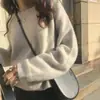 Suéter para Mujer 2026 Nuevo Estilo Otoño e Invierno, Jersey de Cuello Redondo Estilo Perezoso, Corte Holgado, Camiseta Base Trendy para Capa Interior