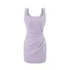 Vestido Rosa Sin Mangas de Tirantes Finos con Escote Cuadrado Estilo Kendall Jenner 2026 Nuevo Verano para Mujer Sexy Ajustado al Cuerpo