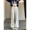 White Wide-leg Loose Jeans Women's Spring New High Waist Slim-fit Straight Pants for Small Men All-match Pants