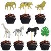Tarjeta de pastel de león de zoológico orangután elefante tema de animales tarjeta de decoración de fiesta de cumpleaños de bebé