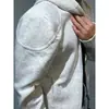 Sudadera corta con capucha Cleanfit blanco-gris, chaqueta de primavera para hombre, estilo americano de alta gama, corte regular, chaqueta de moto