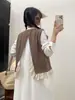 Ropa Otoño 2025 Estilo Literario Espalda Abierta Cuello Redondo Sin Mangas Chaleco Holgado Chaleco Al Por Mayor