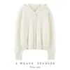 Chaqueta cárdigan casual de punto puro con capucha de cachemira, nueva para otoño e invierno, versátil, moderna, suéter grueso simple