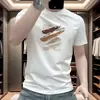 Atacado do Fabricante Estilo Americano Estampado Novas Blusas Masculinas Versáteis Padrão de Letras Europeu e Americano Verão Slim Fit Tendência Manga Curta