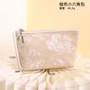 Bolsa de Maquillaje Pu Impermeable Estilo Chino, Suave y Artística, Bolso de Mano Semicircular Elegante y Grácil, Bolsa Portátil de Viaje para Guardar Labiales