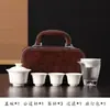 Juego de Té de Viaje de Porcelana de Jade con Tapa, Bol y Tres Tazas, Regalo de Negocio Práctico, Beneficios para Empleados, Logo Personalizado Corporativo