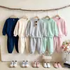 Conjunto de Color Sólido para Niños para Primavera y Otoño, Conjunto de Ropa a Juego Elegante y de Moda para Padres e Hijos para Niñas, Conjunto Deportivo de Dos Piezas para Bebés y Niños Pequeños