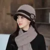 Chapéu Feminino de Inverno Lenço de Mãe Outono e Inverno Quente Chapéu de Tricô para Ciclismo para Meia-idade e Idosos Chapéu de Lã