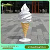 Tão Lindo! Escultura Decorativa de Sorvete Verde Matcha, Modelo de Sorvete Pendurado na Parede Frontal da Loja de Sobremesas, Modelo de Sorvete Brilhante