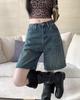 Venta Directa Transfronteriza Estilo Hong Kong Retro Shorts de Mezclilla de Color Sólido para Mujer Verano Tendencia Marca Holgados Shorts de Celebridad de Internet Pantalones de Longitud Media Dropshipping