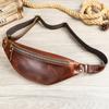 Bolsa de Peito e Cintura Masculina em Couro Bovino Couro Genuíno Masculino Novo Estilo Ultra-fina Casual Fashionável para Celular ao Ar Livre Esportes Viagem