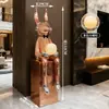 Escultura de Arte de Vidrio Abstracta de Conejo Sentado de Orejas Largas para Vestíbulo de Villa, Hotel, Oficina de Ventas, Centro Comercial, Decoración Grande de Pie