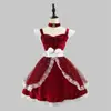 Vestido de Navidad de Princesa Brillante Súper Lindo Nuevo Original Vestido Borgoña Atuendo de Sirvienta Disfraz de Celebridad de Internet para Transmisión en Vivo
