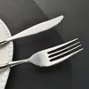 Juego de Cuchillo, Tenedor y Cuchara de Acero Inoxidable 304 Transfronterizo con Mango Pulido Estilo Ballet, Vajilla Occidental de Mango Sólido para Uso en Hotel y Hogar, Cuchillo para Bistec, Cuchara de Postre