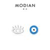 Modian S925 prata esterlina esmalte olhos azuis brincos feminino mini personalidade criativa cílios assimétricos brincos atacado