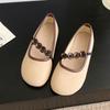 Sapatos Mary Jane Femininos Estilo Noturno Suave Boca Rasa Franceses 2025 Primavera e Verão Novos Bico Redondo Sapatos Planos Estilo Birkendish para Saia