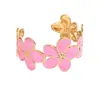 Nuevo brazalete abierto floral con goteo de aceite transfronterizo para mujer, dulce, simple y de alta gama, joyería de nicho de lujo ligero europea y americana