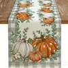 Nueva Bandera de Mesa de Amazon Estampado de Calabaza Hoja de Arce Otoñal Decoración de Mesa de Restaurante Festival de la Cosecha