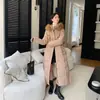 Abrigo Largo de Invierno con Capucha para Mujer, Relleno de Plumas, Talla Grande, Ribete de Piel