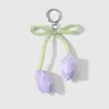Llavero colgante para bolso de malla brillante tipo tulipán con lazo, fresco y dulce, estilo coreano, dopamina