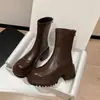 ¡Destruir no cansa~!26 Botines de Plataforma Impermeables de Tacón Alto para Otoño/Invierno Petite para Mujer con Suela Gruesa, Botas Elásticas, Botas Adelgazantes, Botas Individuales