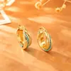 Pendientes de U retorcidos con cuentas azules de alta gama, Diseño creativo, Pendientes de moda y exquisitos para mujer, Broches para orejas chapados en cobre con oro real