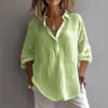 Camisa Casual Solta de Manga Longa com Decote V Cor Sólida Estilo Europeu e Americano Primavera/Verão 2026 Camisa Feminina Amazon