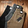 Estación europea hombres otoño e invierno grueso interior cepillado sarga hombres pantalones no planchar cómodos algodón rectos holgados casuales pantalones