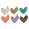 Pingente de Coração de Pêssego Esmaltado Grande de Aço Inoxidável 18x21mm Salpicado com Ouro Pingando Óleo para Colar DIY Corrente de Celular Acessórios de Joias