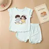 Conjunto Infantil de Verão Menina Verão Fofo Manga Curta Desenho Animado Roupa de Casa Bebê Conjunto de Duas Peças Conjunto de Shorts de Manga Curta