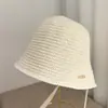 2026 Novo Chapéu de Pescador Respirável de Algodão e Linho Mistos, Simples e Versátil, Chapéu Balde Vazado Primavera e Verão com Amarração, Chapéu Loli de Tricô