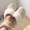 Novas pantufas de algodão com velcro removível para mulheres, com forro de pelúcia para aquecimento, sola grossa para altura extra e frete grátis