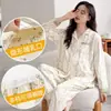 Pijama de Maternidade de Algodão Puro para Primavera e Outono, Manga Longa, para Amamentação, Todo em Algodão, Roupa Pós-Parto para Amamentar, Conjunto de Duas Peças para Casa