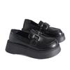 Mocasines de Plataforma con Hebilla de Caballo Suela Gruesa para Mujer 2025 Verano Nuevos Estilo Preppy Británico Versátiles Slip-On Zapatos Pequeños de Piel