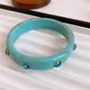 Pulseira Geométricas Assimétricas de Resina Azul Turquesa Exagerada Europeia e Americana Design de Nicho Pulseira Personalizada Pulseira Simples