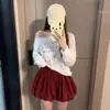 Saia floral doce e charmosa estilo coreano para mulheres, verão cintura alta casual versátil saia curta rodada anti-exposição calça abóbora