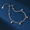 Nueva pulsera de estrella de cinco puntas de doble capa plateada para niñas estrellas diseño de nicho que combina con todo estilo ins exquisita venta al por mayor