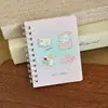 Caderno espiral de desenho animado fofo, caderno de bolso estético de alta qualidade, mini caderno A7 com virada lateral, caderno criativo para mensagens e anotações de estudantes
