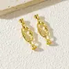 Fecho Botão Geométrico de Ouro Cobre 18K Conector de Ponta de Corrente Fecho de Pérola Fecho de Acabamento para Joias DIY