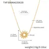 Conjunto Misterioso de Colar, Pulseira e Anel de Girassol com Zircônia, Design Elegante, Feito de Aço Inoxidável e Ouro 18K, Versátil para Uso Internacional