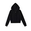Sudadera con capucha y cremallera de manga larga tejida para mujer, nueva de otoño 2025, estilo americano, color liso, casual, con bolsillo corto y cordón