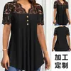 Camisas Casuales de Manga Corta de Encaje Negro Nuevas para Mujer Europeas y Americanas de Primavera y Verano Amazon Temu Transfronterizo Procesadas y Personalizadas