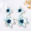 Pendientes de Flor con Costuras de Color Contrastante de Aleación Exagerada con Recubrimiento Delgado, Moda Simple Europea y Americana Transfronteriza, Pendientes de Fiesta de Temperamento de Lujo Ligero